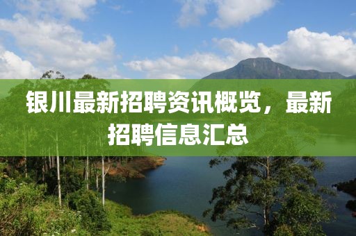 银川最新招聘资讯概览，最新招聘信息汇总